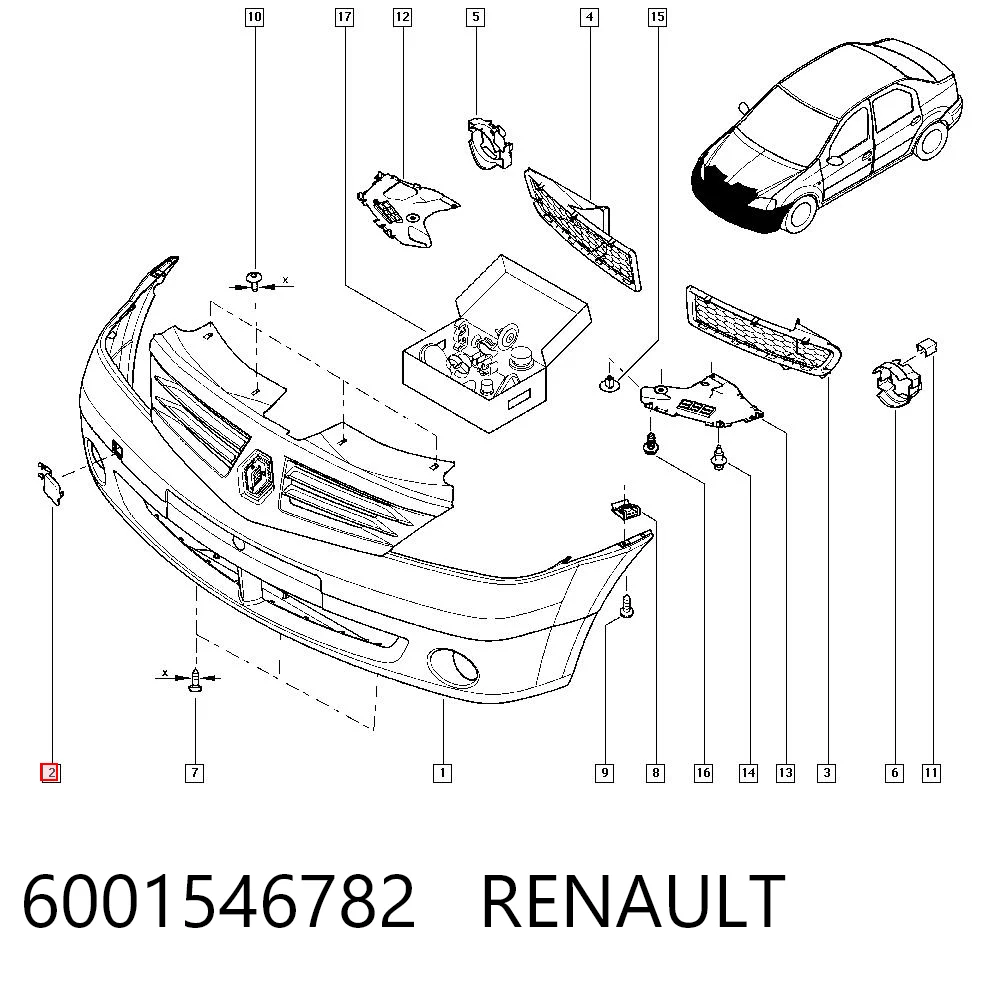 Tampão dianteira do pára-choque do gancho de reboque Renault LOGAN I LS ao melhor preço