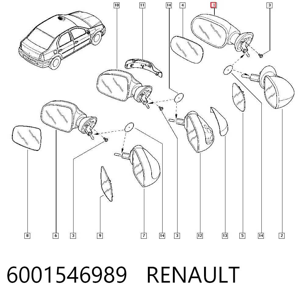 Espelho de retrovisão esquerdo Dacia Sandero I BS0, 1