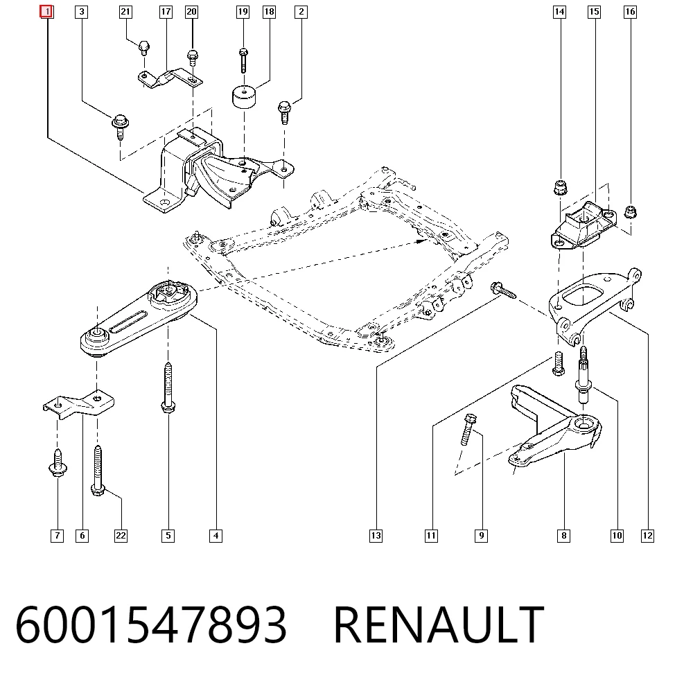 6001547893 Renault (RVI) Coxim (suporte) direito de motor