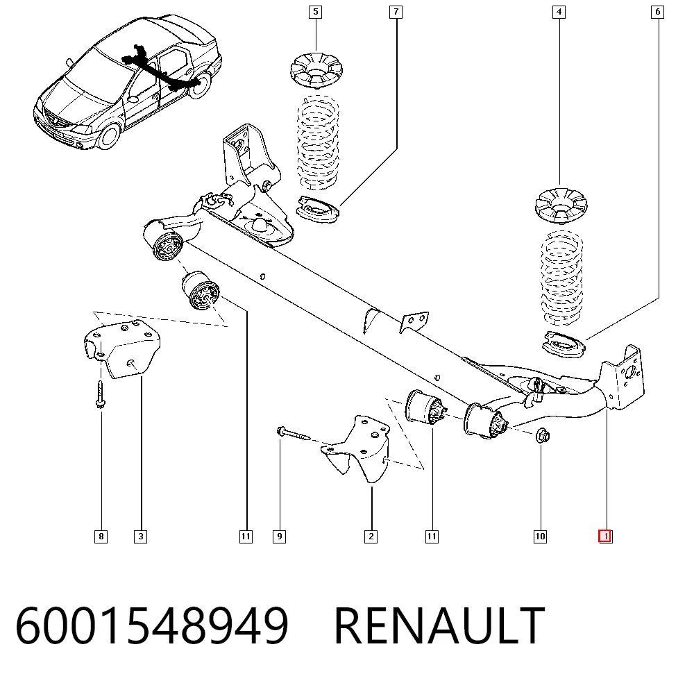 Compre 430004469R Nissan/Infiniti Viga de suspensão traseira (plataforma veicular)
