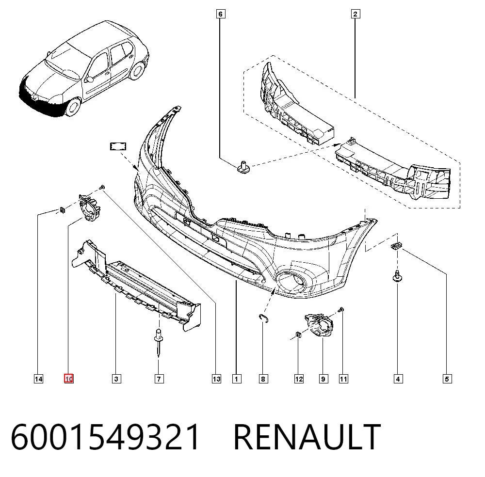 Consola de fixação das luzes de nevoeiro direitas Nissan/Infiniti 269113183R