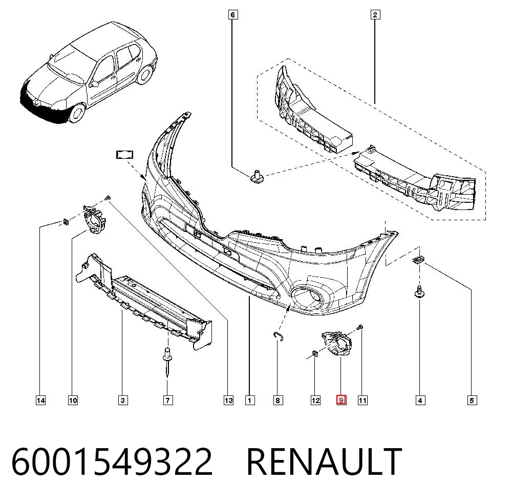 269160683R Nissan/Infiniti Consola de fixação das luzes de nevoeiro esquerdas