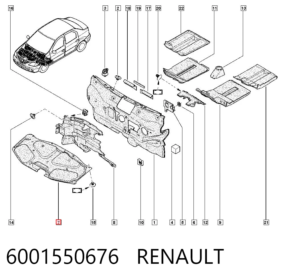 Isolamento de ruído da capota para Renault LOGAN LS