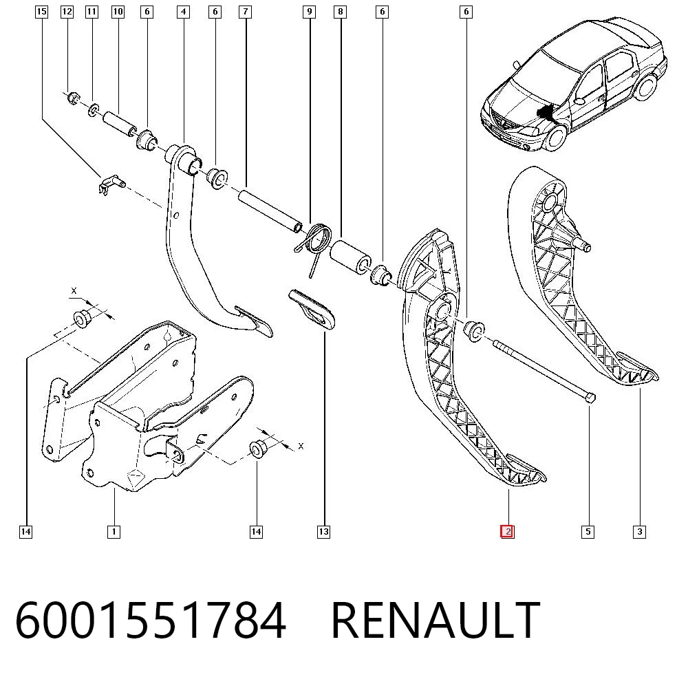 Pedal de embraiagem para Renault LOGAN I LS