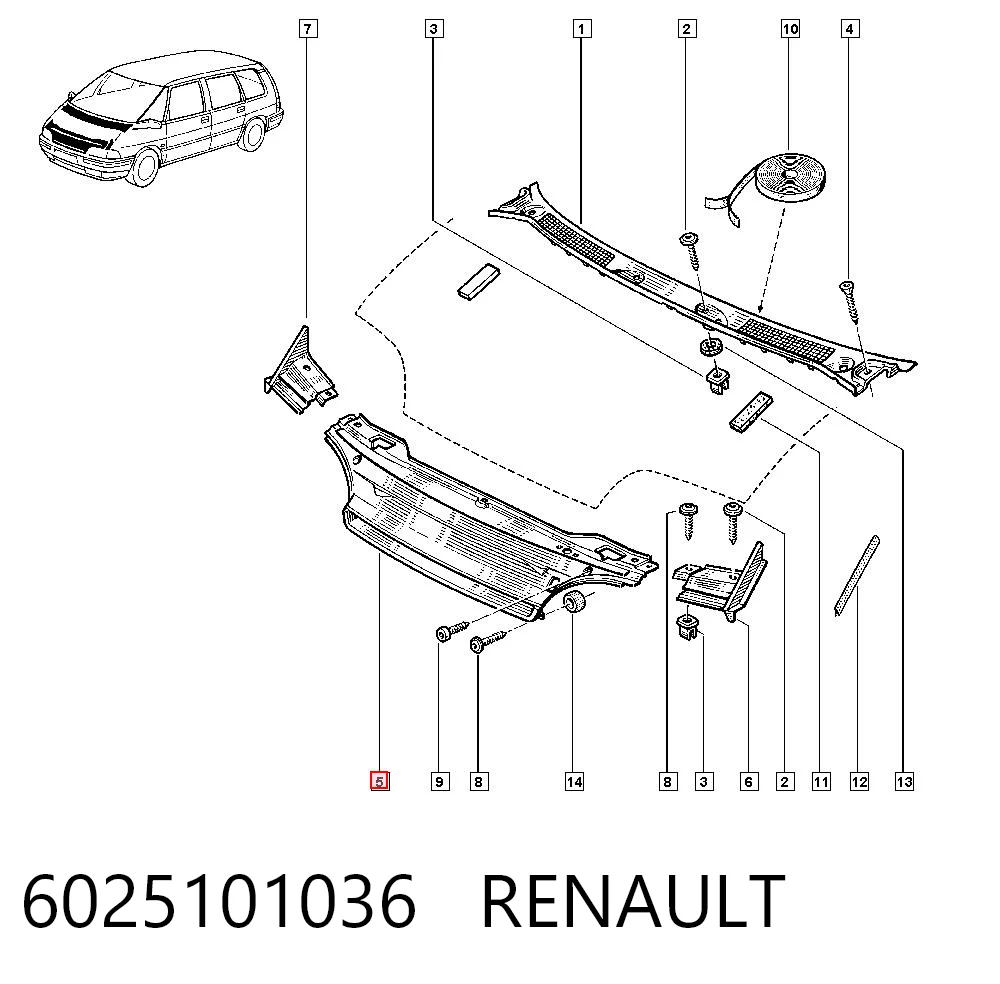 Grelha do radiador Renault Espace II J63 ao melhor preço
