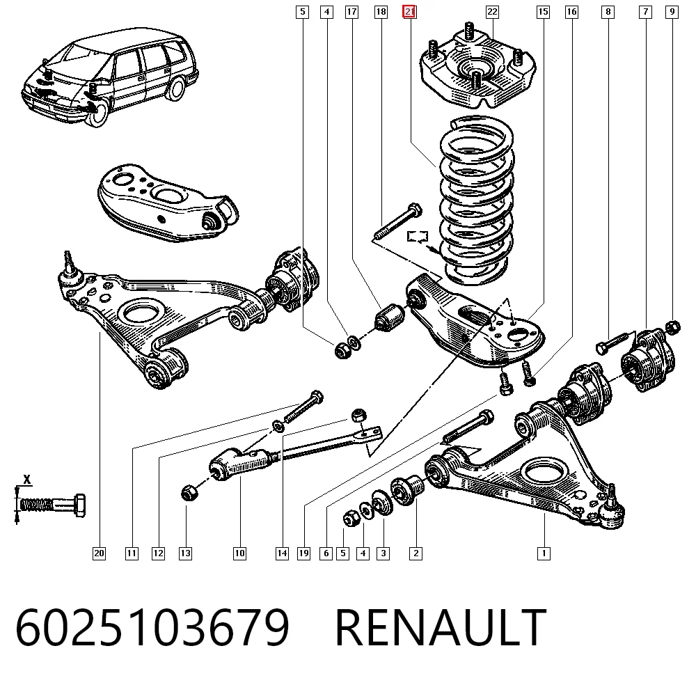  Mola dianteira Renault Espace II monovolume (J63) (1991 - 1997) II