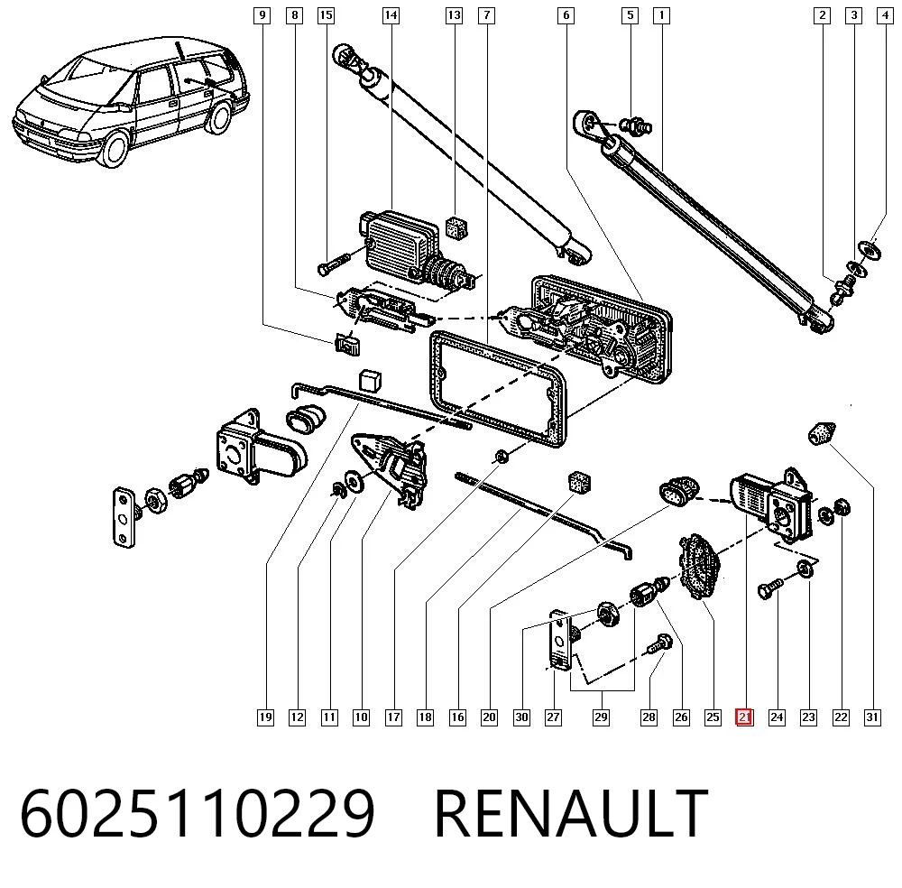 Fecho de tampa de porta-malas (de 3ª/5ª porta traseira) Renault Espace II J63 ao melhor preço
