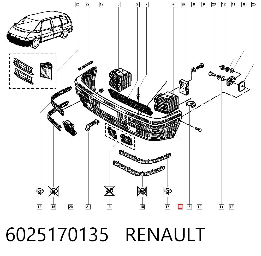 Pára-choque dianteiro Renault Espace II J63 ao melhor preço