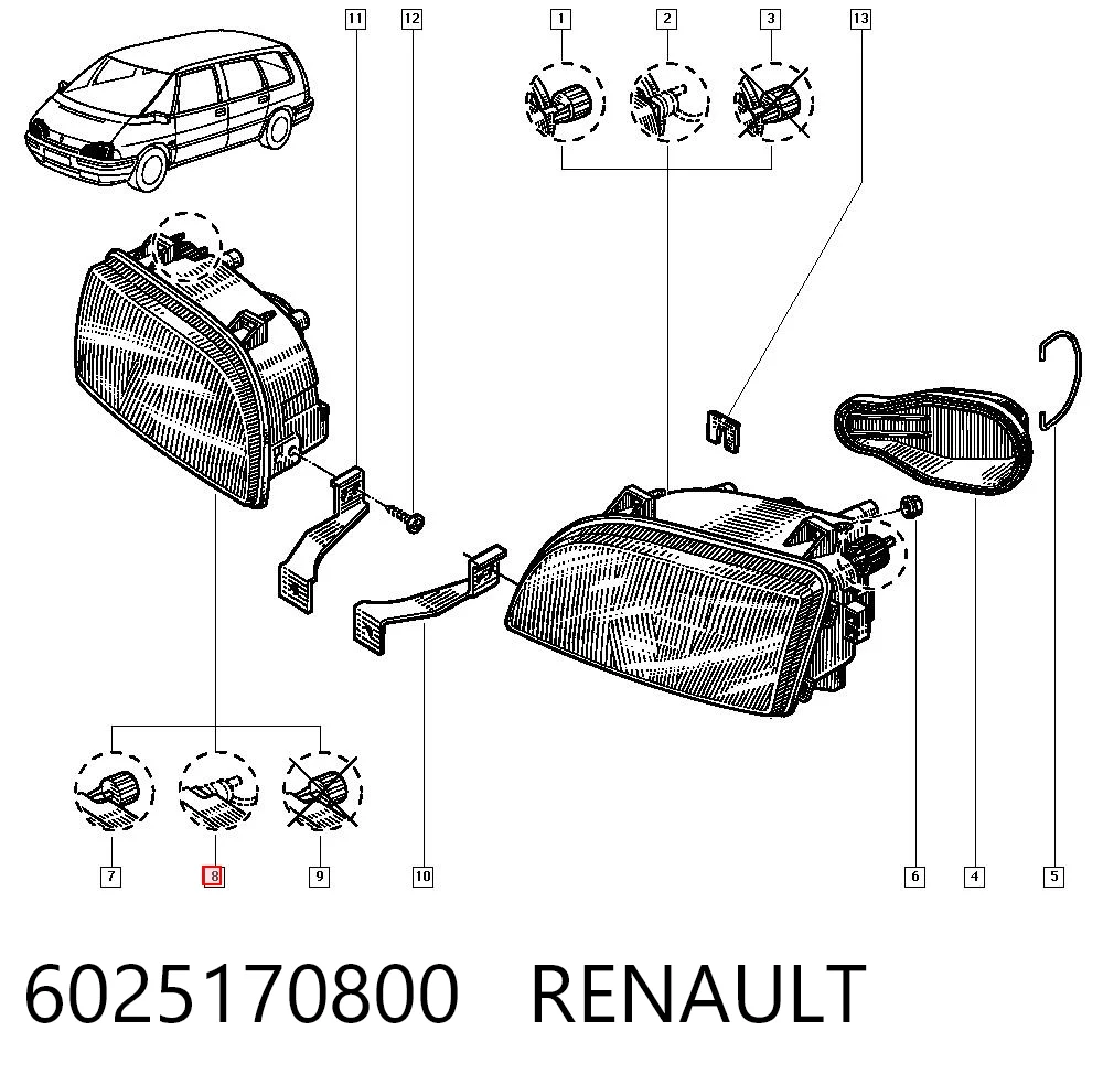 Luz direita para Renault Espace II J63