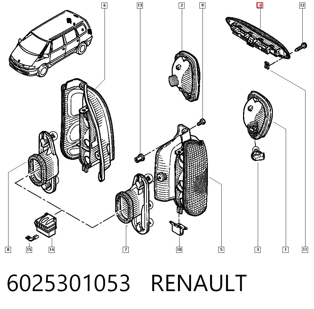 Sinal de parada traseiro adicional para Renault Espace III JE