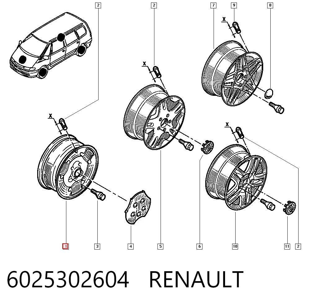 Discos de roda de aleação ligeira (de aleação ligeira, de titânio) Renault Espace III JE ao melhor preço