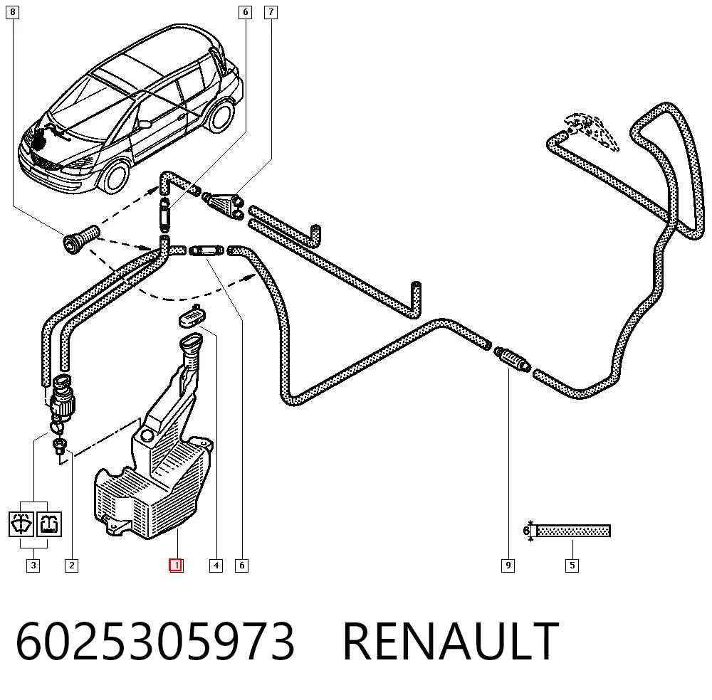 Tanque de fluido para lavador de vidro Renault Espace III JE ao melhor preço
