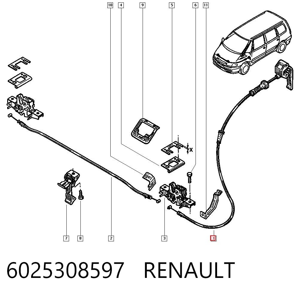 Cabo de abertura da capota Renault Espace III JE ao melhor preço