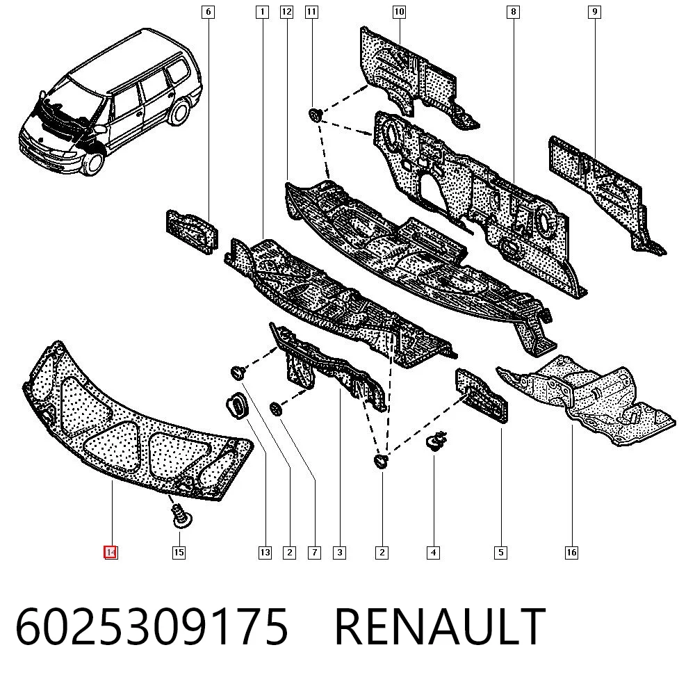 Isolamento de ruído da capota Renault Espace III JE ao melhor preço