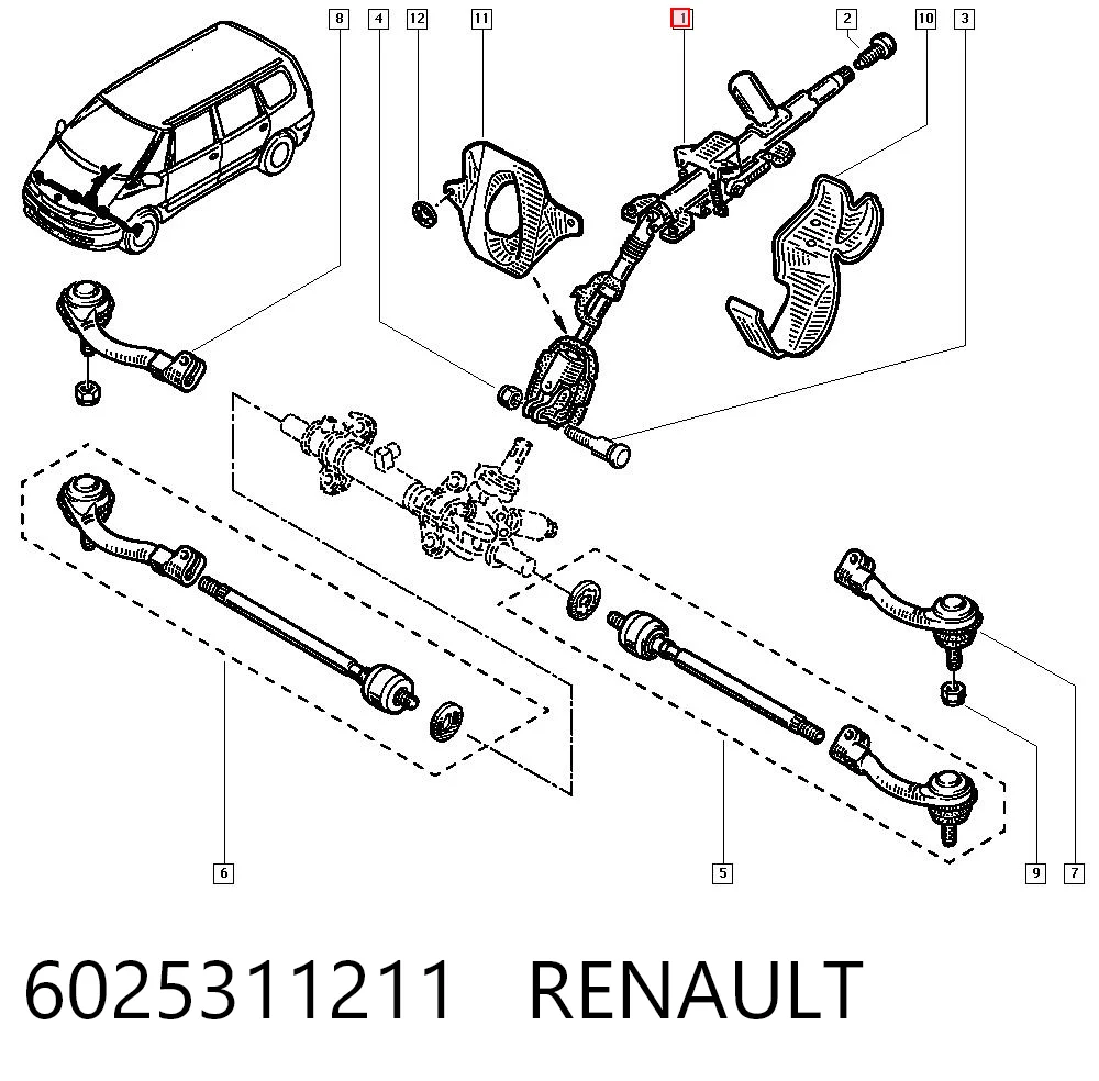 Coluna da direção Renault Espace III JE ao melhor preço