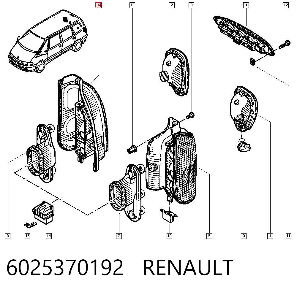 Lanterna traseira direita Renault Espace III JE ao melhor preço