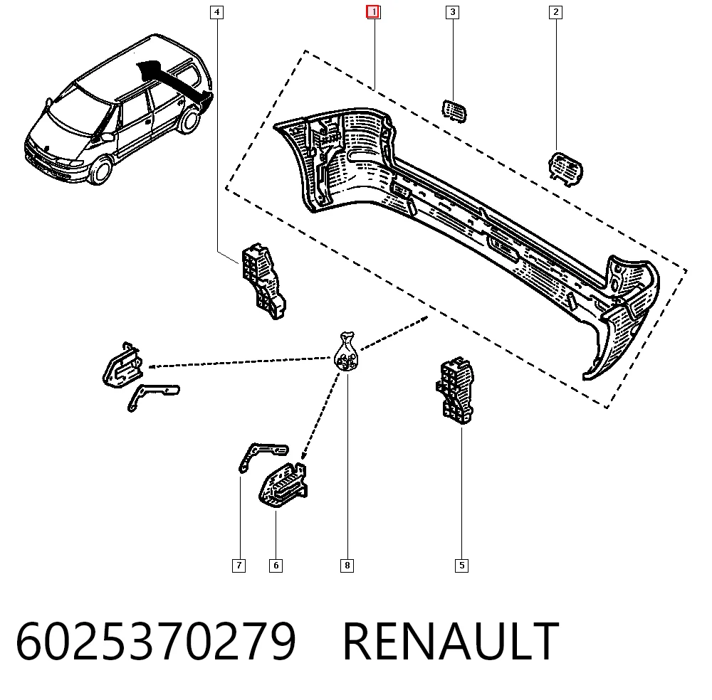 Pára-choque traseiro para Renault Espace III JE
