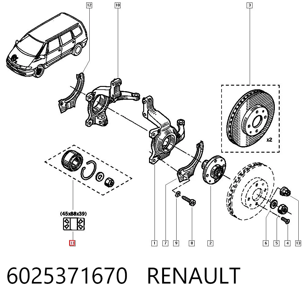 Rolamento de cubo dianteiro para Renault Espace JE