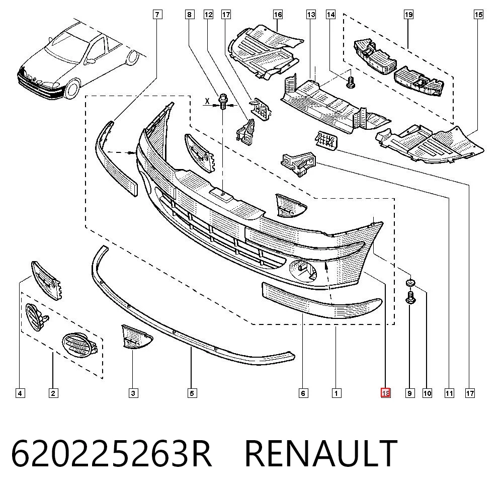 Pára-choque dianteiro para Renault Megane I LA0, LA1