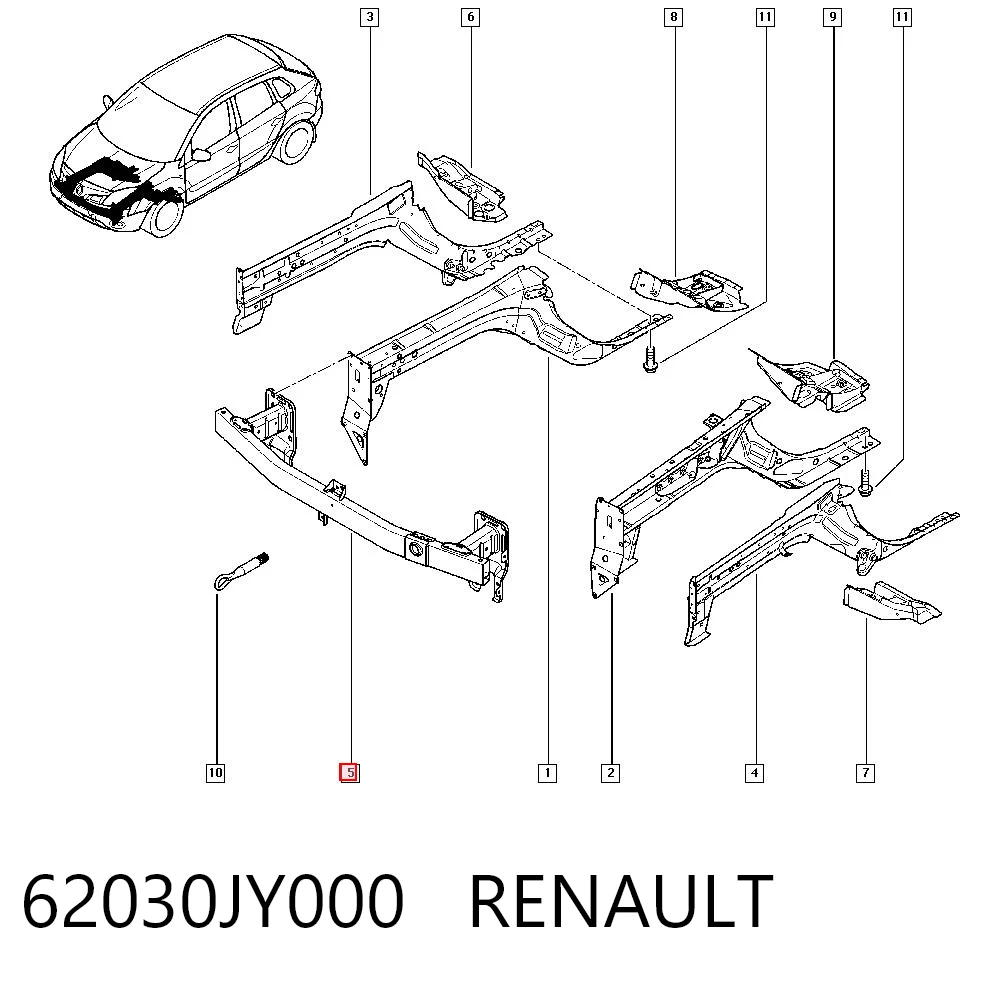 Reforçador do pára-choque dianteiro Renault Koleos  HY0 ao melhor preço