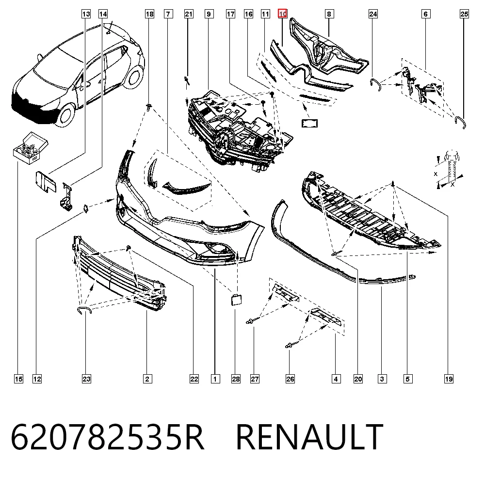 Grelha do radiador para Renault Clio BH