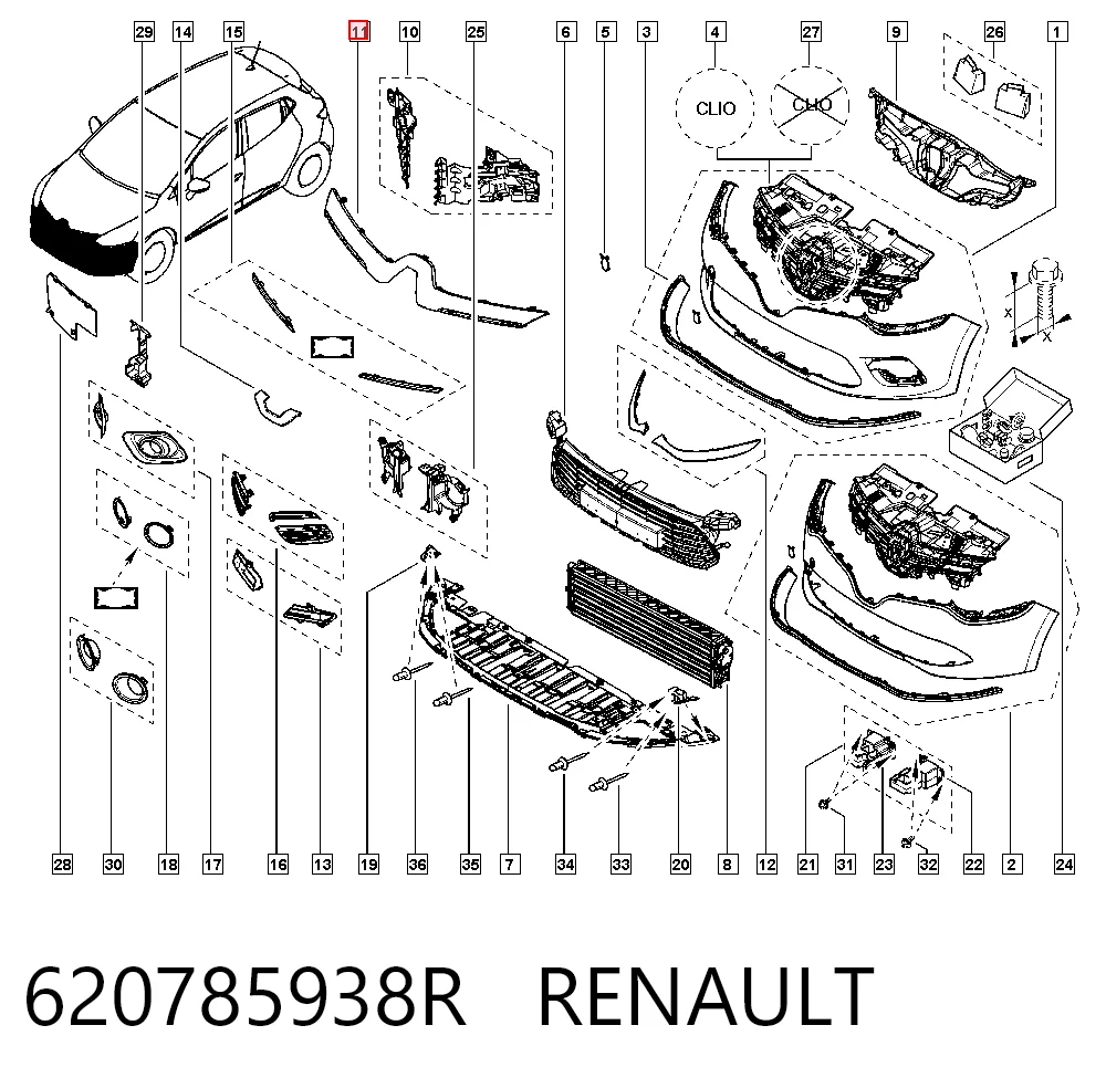 Grelha do radiador para Renault Clio IV BH