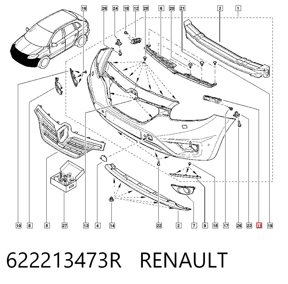 622213473R Renault (RVI) Consola do pára-choque dianteiro esquerdo
