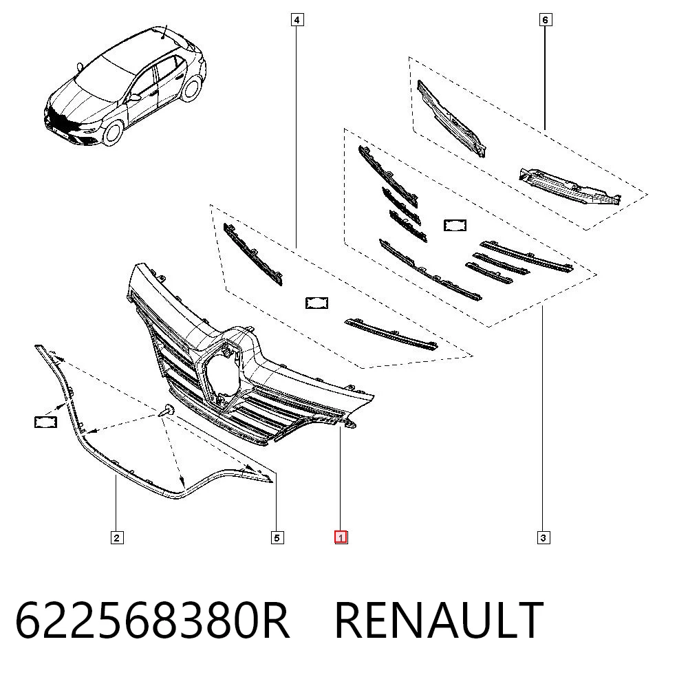 Grelha do radiador Renault Megane IV LV ao melhor preço