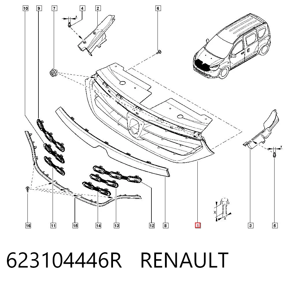 Grelha do radiador Renault DOKKER FE ao melhor preço
