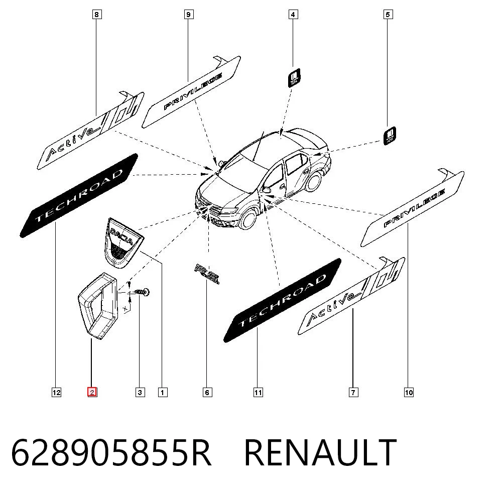 628905855R Renault (RVI) Emblema de grelha do radiador