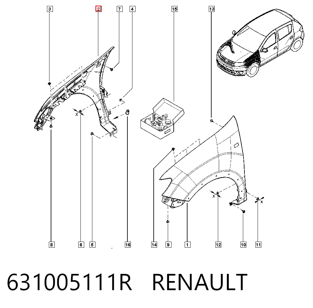 Pára-lama dianteiro direito Renault LOGAN preço, a partir de 41,25 USD