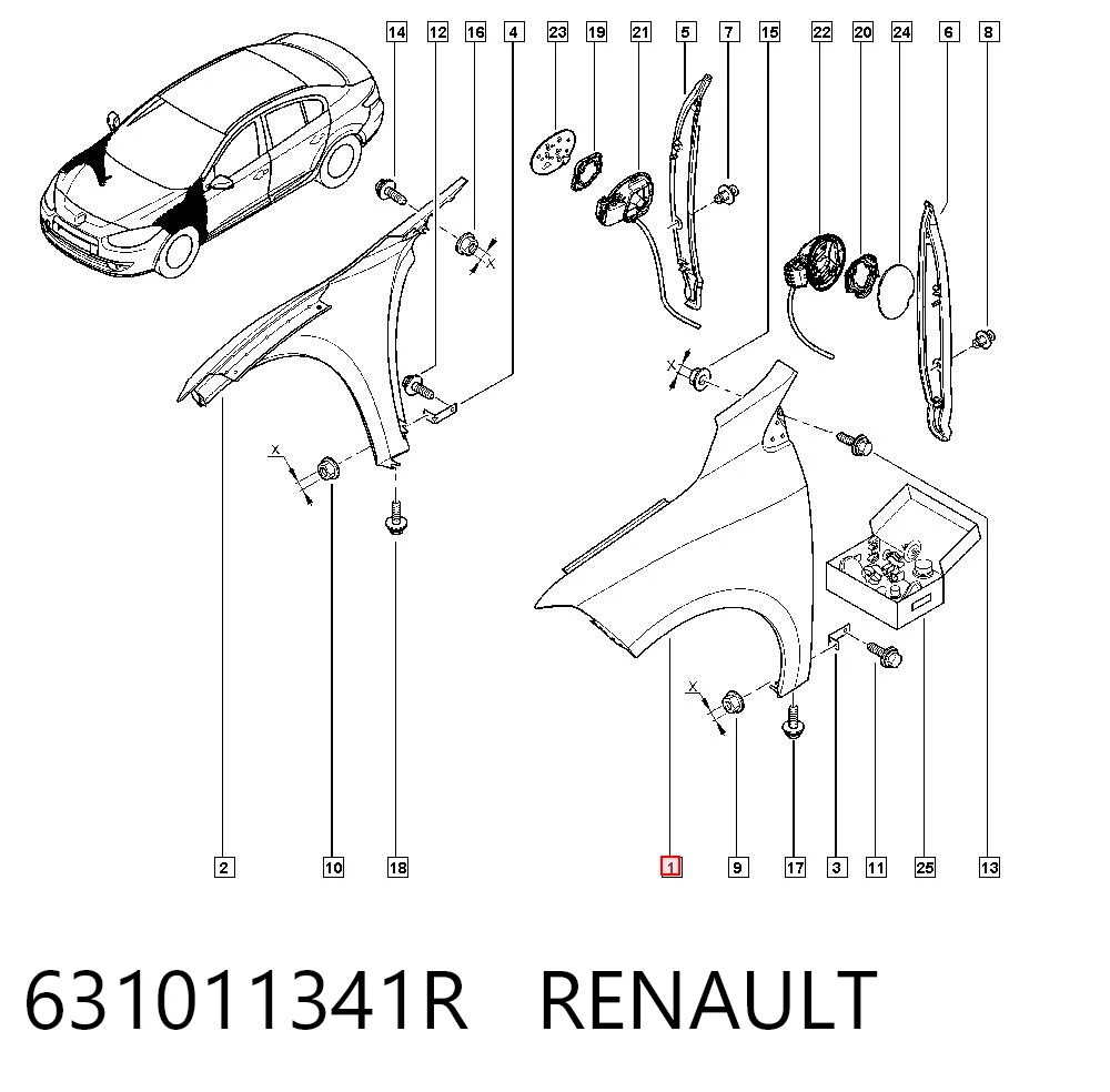  Pára-lama dianteiro esquerdo Renault Fluence sedan (L3) (2010 - 2026) 