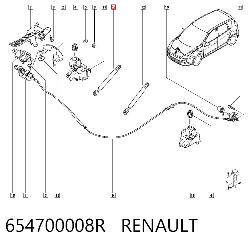 654700008R Renault (RVI) Amortecedor da capota