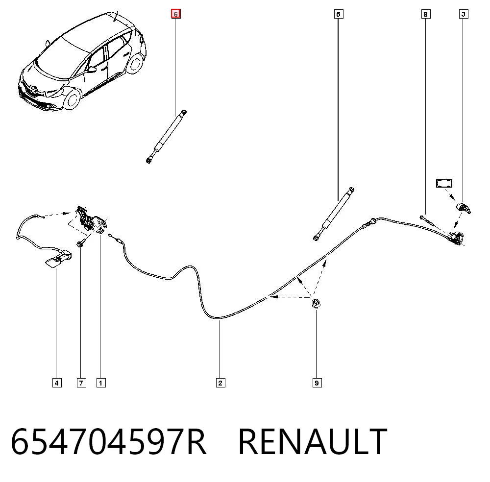 Amortecedor da capota Renault Scenic IV R9 ao melhor preço