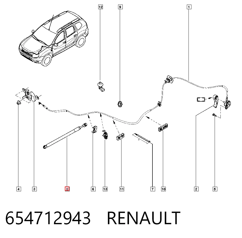 654712943 Renault (RVI) Amortecedor da capota