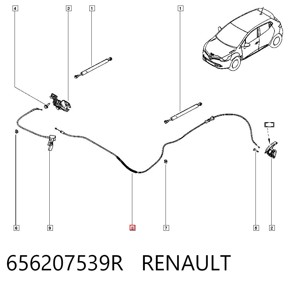 Cabo de abertura da capota para Renault Clio IV BH