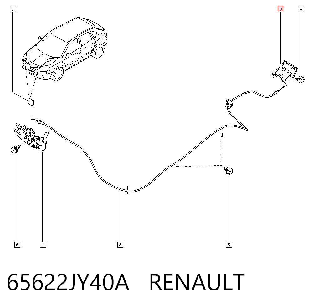 65622JY40A Renault (RVI) Puxador de abertura da capota
