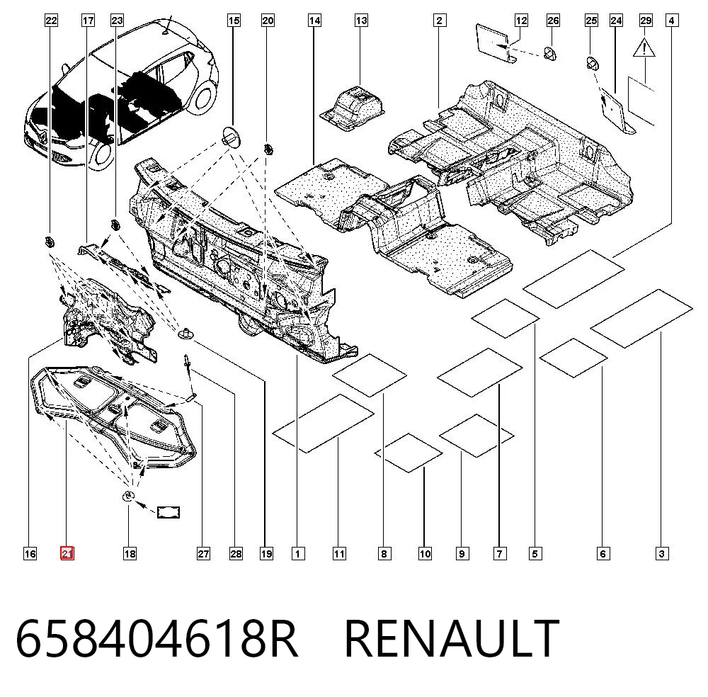 Isolamento de ruído da capota para Renault Clio IV BH
