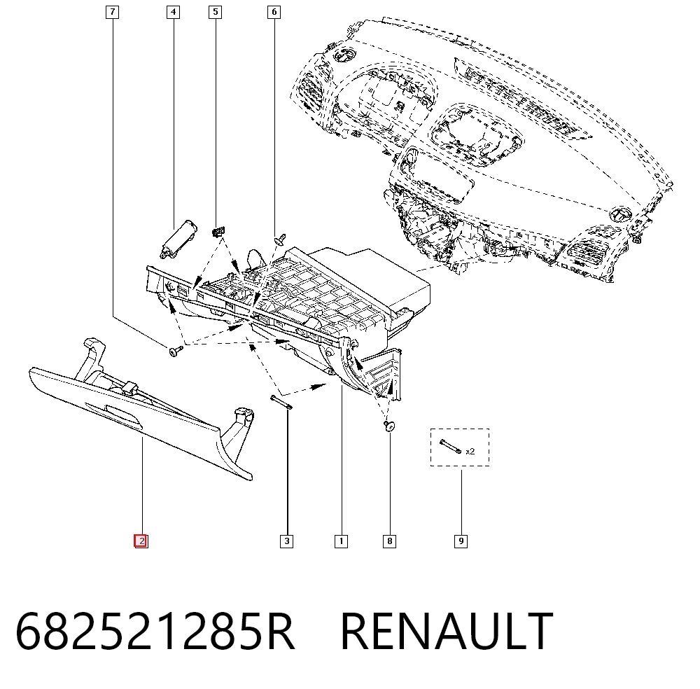 Tampa da caixa para luvas (porta-luvas) Renault Megane III BZ0, BZ1, B3 ao melhor preço