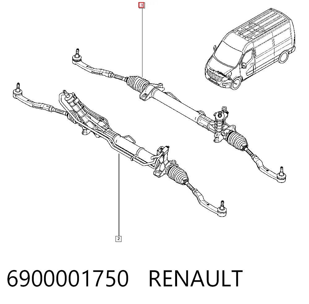 6900001750 Renault (RVI) Cremalheira da direção