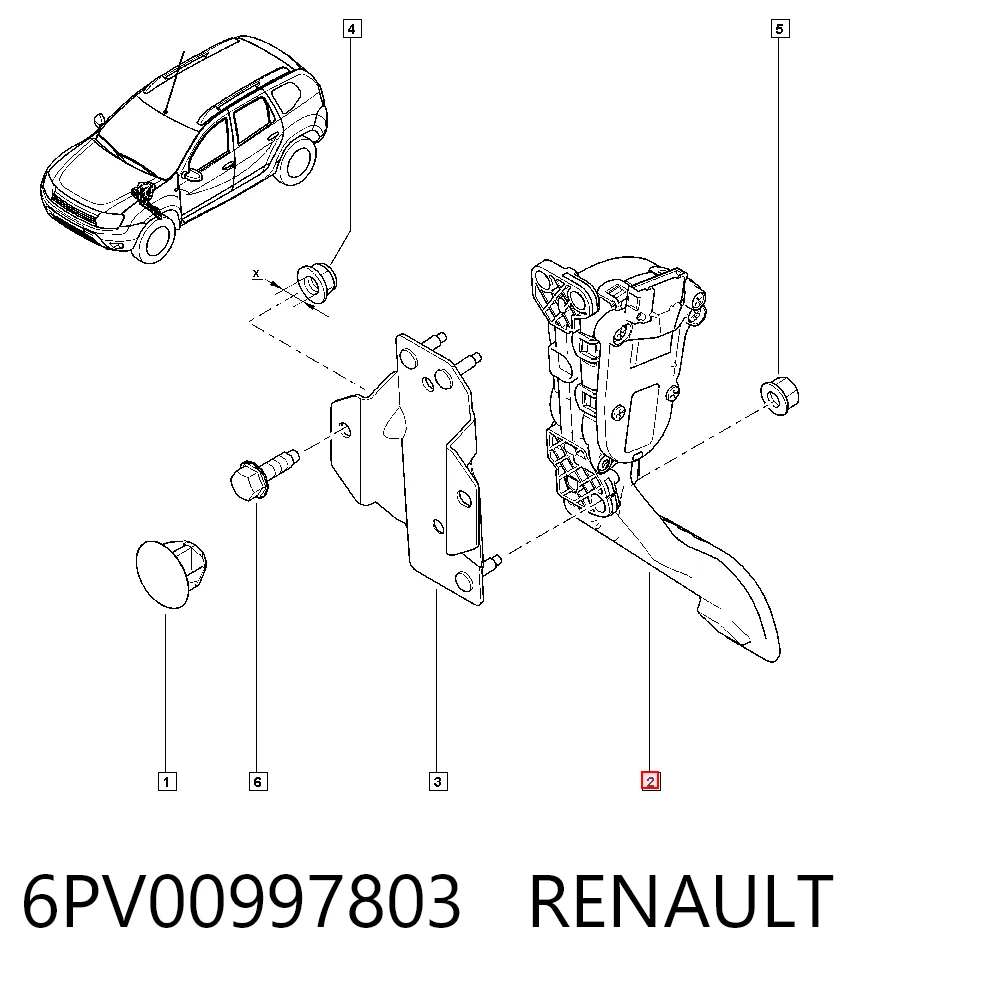  Pedal de gás (de acelerador) Dacia Duster SUV (HM) (2017 - 2026) 