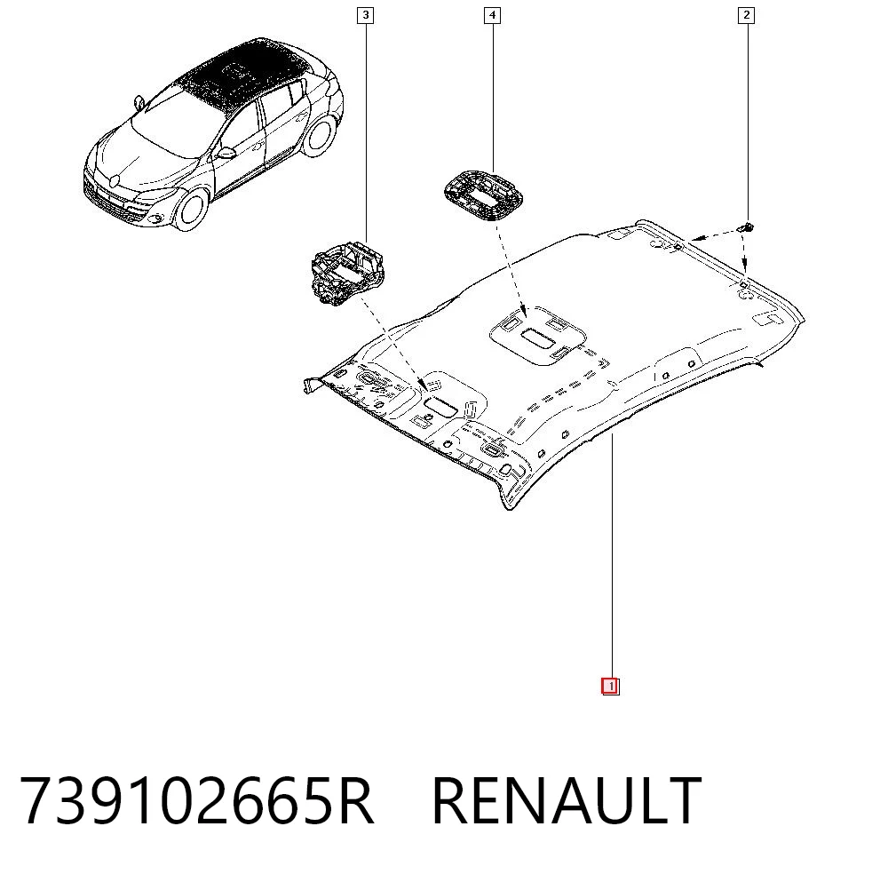 Revestimento do teto Renault Megane III KZ0, KZ1 ao melhor preço