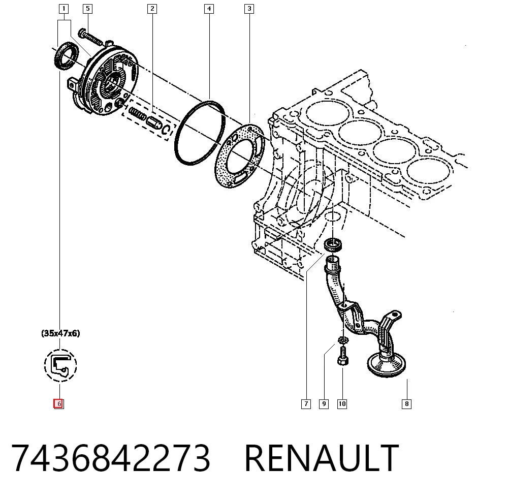  Vedação dianteira de cambota de motor Renault Espace II monovolume (J63) (1991 - 1997) II