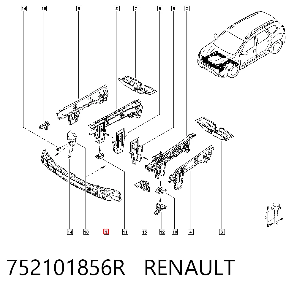 Reforçador do pára-choque dianteiro Dacia Duster  HM