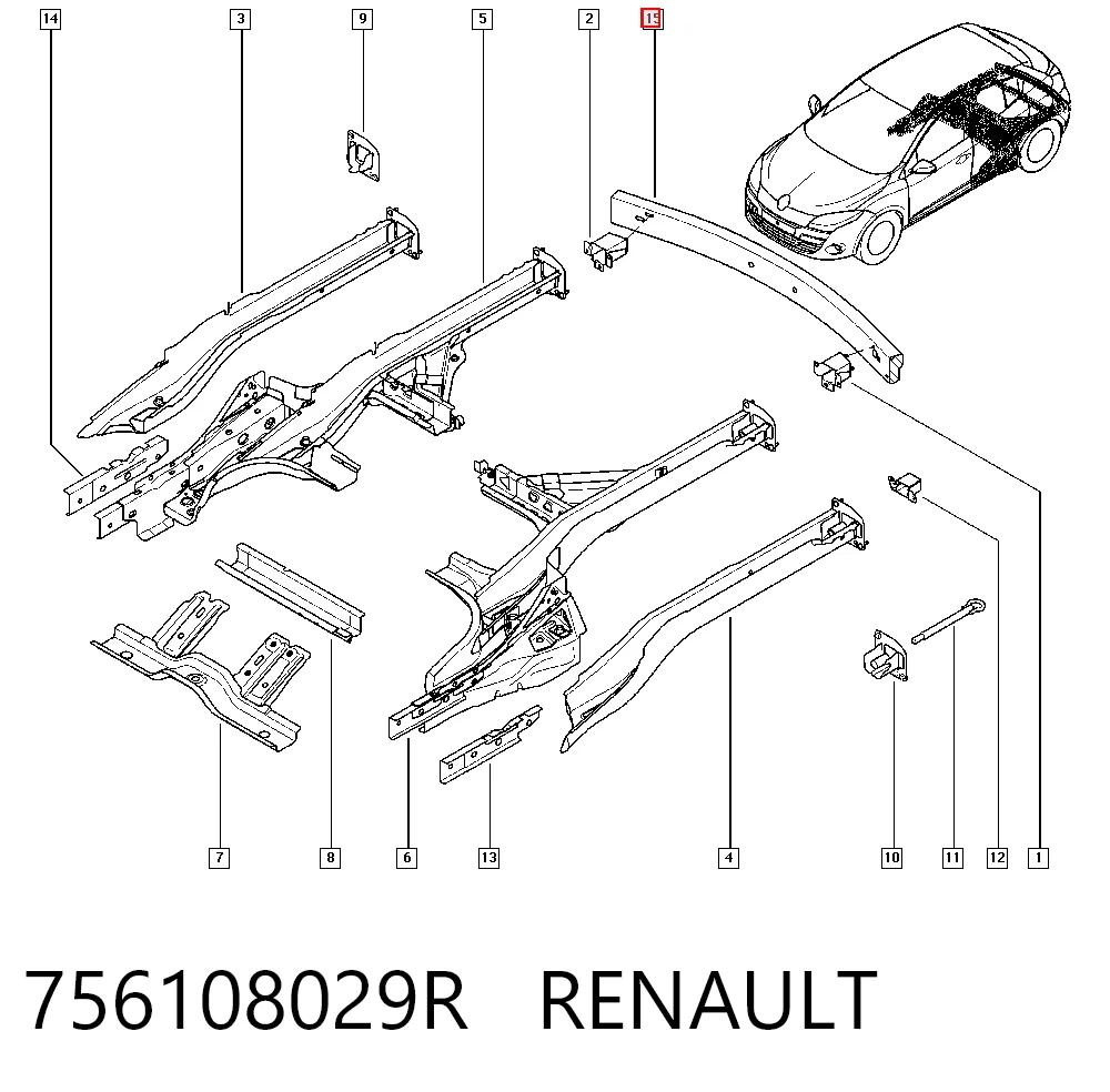 Reforçador do pára-choque traseiro Renault Fluence  L3 ao melhor preço