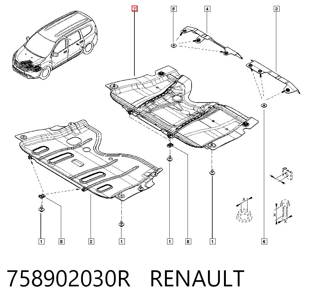 758900822R VAG Proteção de motor dianteira