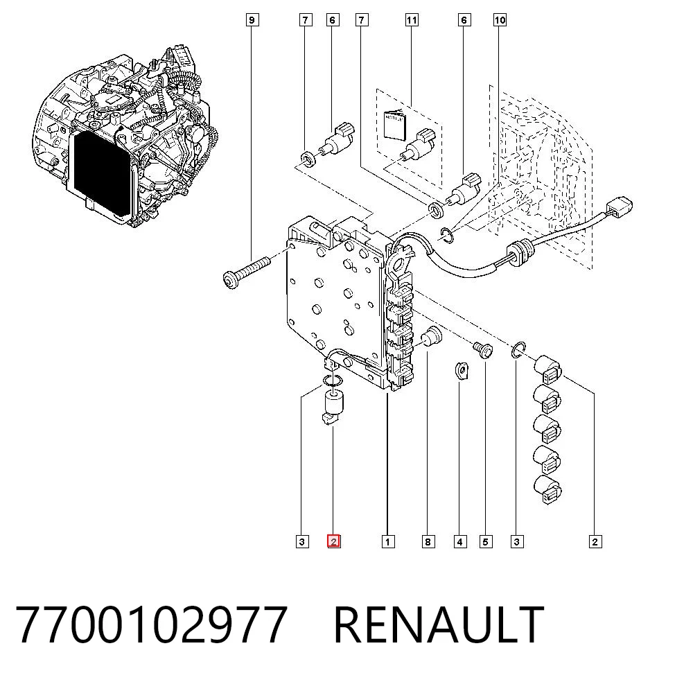 7700102977 Renault (RVI) Solenoide da Caixa Automática de Mudança