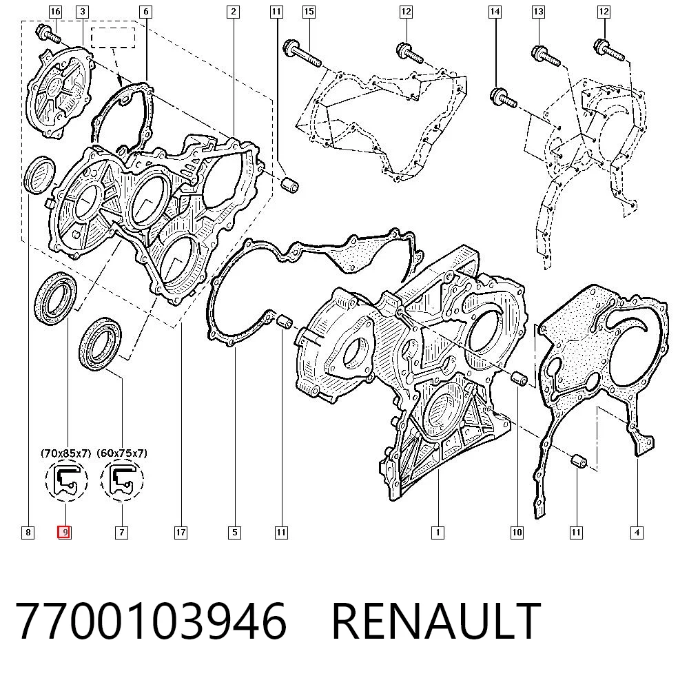 7700103946 Nissan/Infiniti Bucim da árvore intermédia (de equilibração) de motor