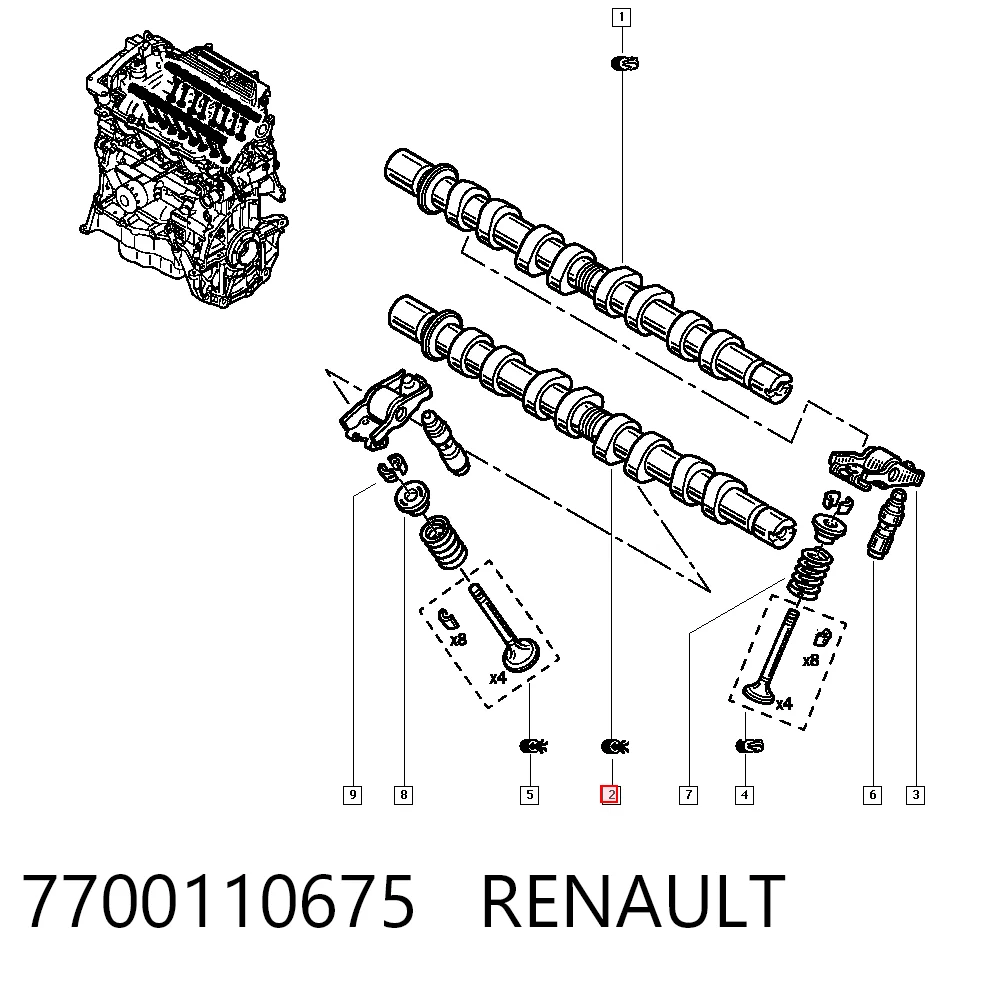 Árvore distribuidora de motor de admissão Renault Clio SYMBOL LB0, LB1, LB2