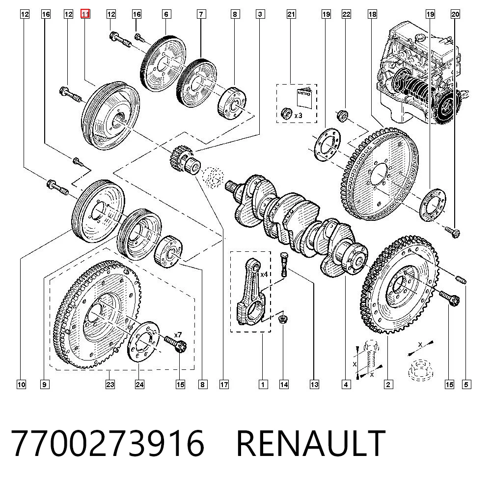 7700273916 Renault (RVI) Polia de cambota
